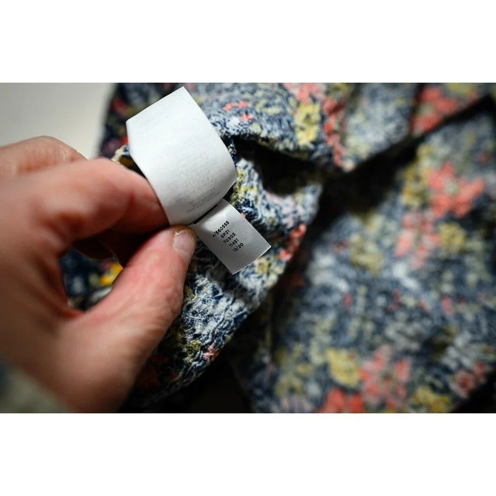 LOFT Petites Dark Floral Blouse puff long sleeves gauzy Cottage Boho Fairy MP - Picture 5 of 5